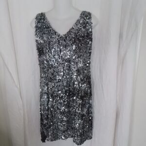 Snap Black and Silver Sequin Dress XL
